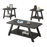 Contemporary Wood Shelf Coffee Table Set Charcoal Finish - Sleep Galleria