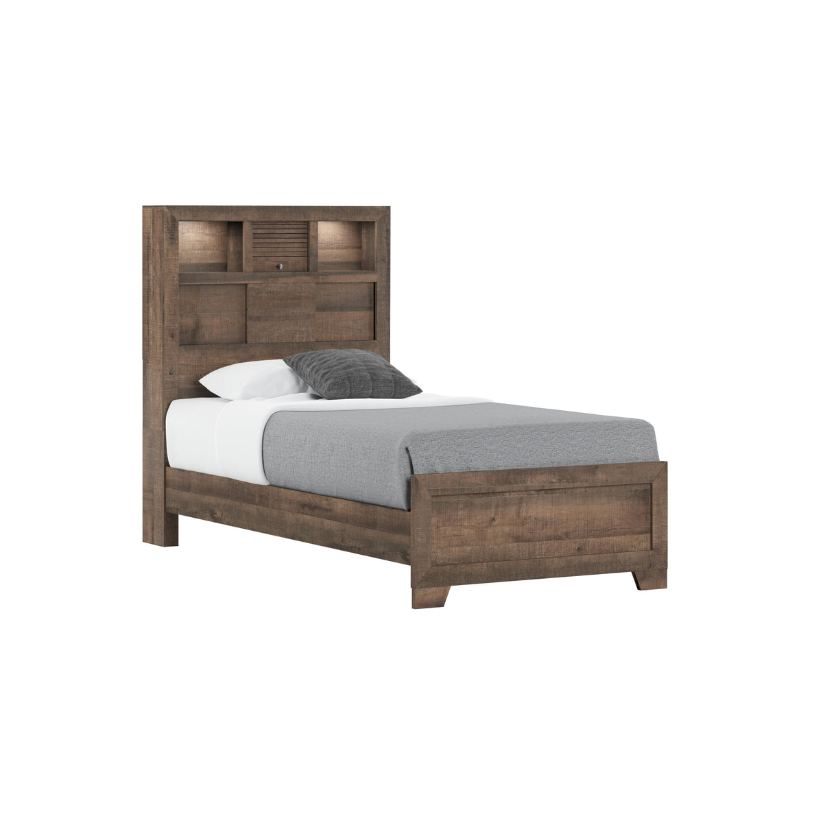 Twin Brown Engineered Wood Bookcase Bed Frame