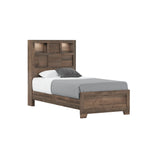 Twin Brown Engineered Wood Bookcase Bed Frame