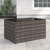 Rectangular Glass Top Wicker Outdoor Fire Pit Table