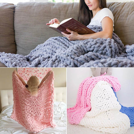 Chunky Knitted Chenille Blanket - Calmora - Sleep Galleria