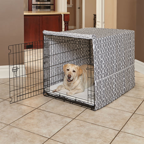 Midwest Dog Crate Cover, Privacy Dog Crate Cover Fits Midwest Dog Crates, Brown Geometric, 24In