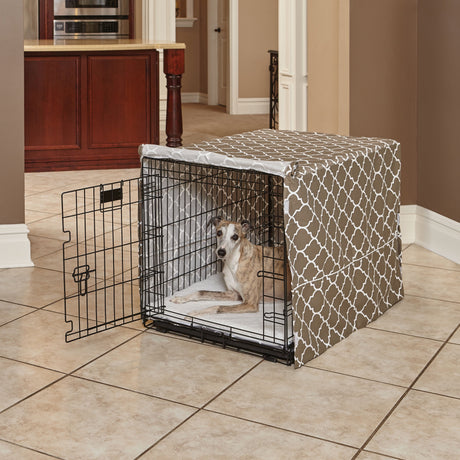 Midwest Dog Crate Cover, Privacy Dog Crate Cover Fits Midwest Dog Crates, Brown Geometric, 24In