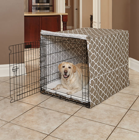 Midwest Dog Crate Cover, Privacy Dog Crate Cover Fits Midwest Dog Crates, Brown Geometric, 24In