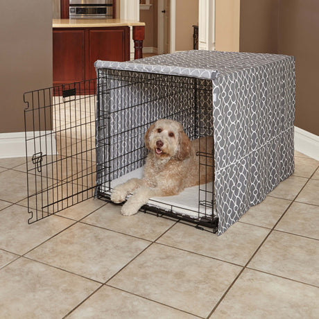 Midwest Dog Crate Cover, Privacy Dog Crate Cover Fits Midwest Dog Crates, Brown Geometric, 24In