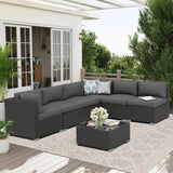 7-Piece Outdoor Rattan Wicker Sectional Sofa Set - Sleep Galleria
