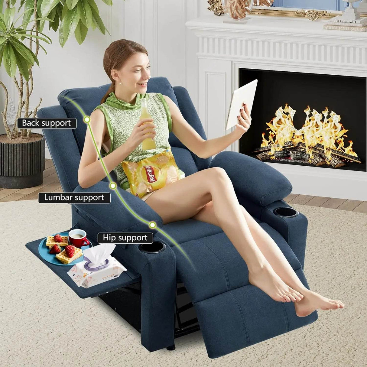 Power Recliner Chair Upholstered Heated Massage - Sleep Galleria
