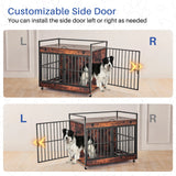 Industrial Wood Heavy Duty Large Dog Crate With Wheels