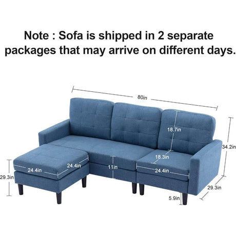 Convertible Modern Linen Fabric L - Shaped Sectional Sofa - Calmora - Sleep Galleria
