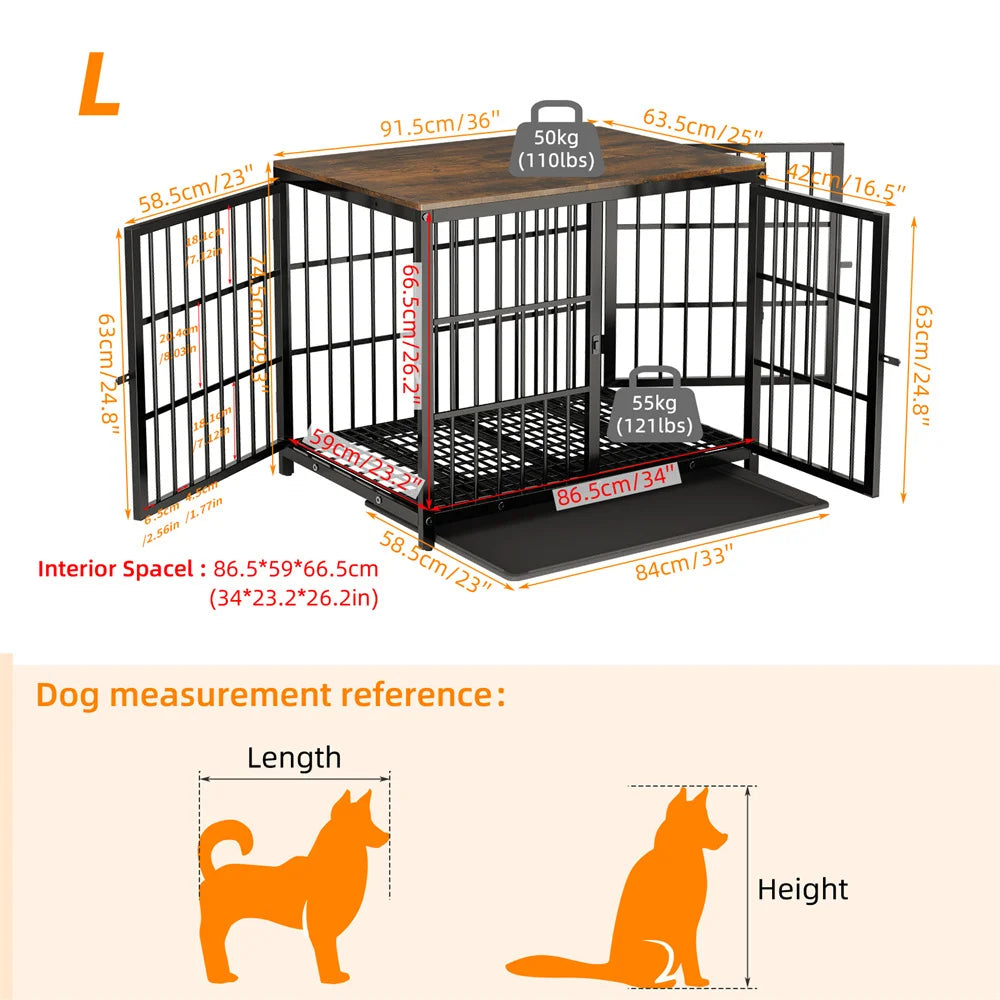 Multifunctional Wooden Dog Crate With Removable Tray