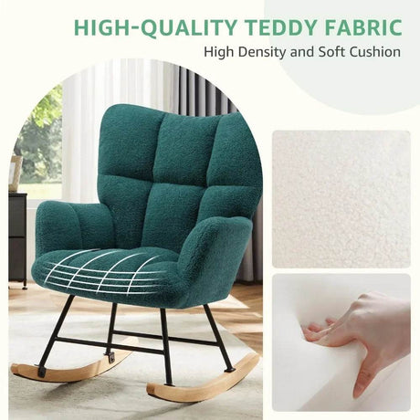 Ergonomic Teddy Bear Fabric Rocking Chair - Restalyn - Sleep Galleria