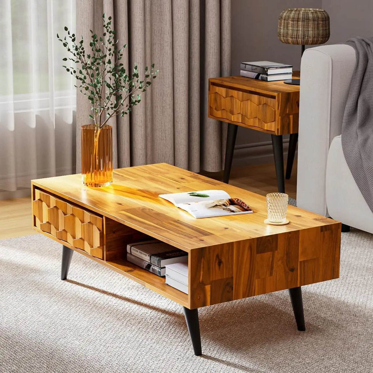 Mid-Century Modern Solid Wood Coffee Table - Sleep Galleria