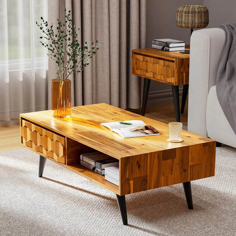 Mid - Century Modern Solid Wood Coffee Table - XMSJ - Sleep Galleria