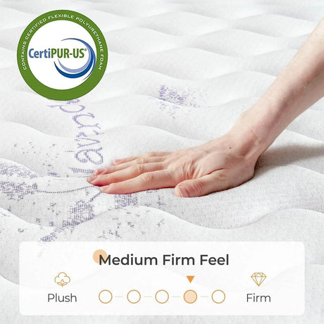 Medium Firm 10-Inch Lavender Memory Foam Hybrid Mattress - Sleep Galleria