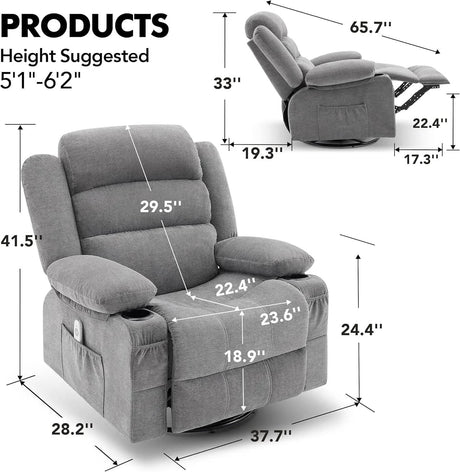 Oversized Rocker Recliner Chair with Heat Massage - XMSJ - Sleep Galleria
