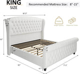 Chenille Upholstered Sleigh Bed Frame - Sleep Galleria