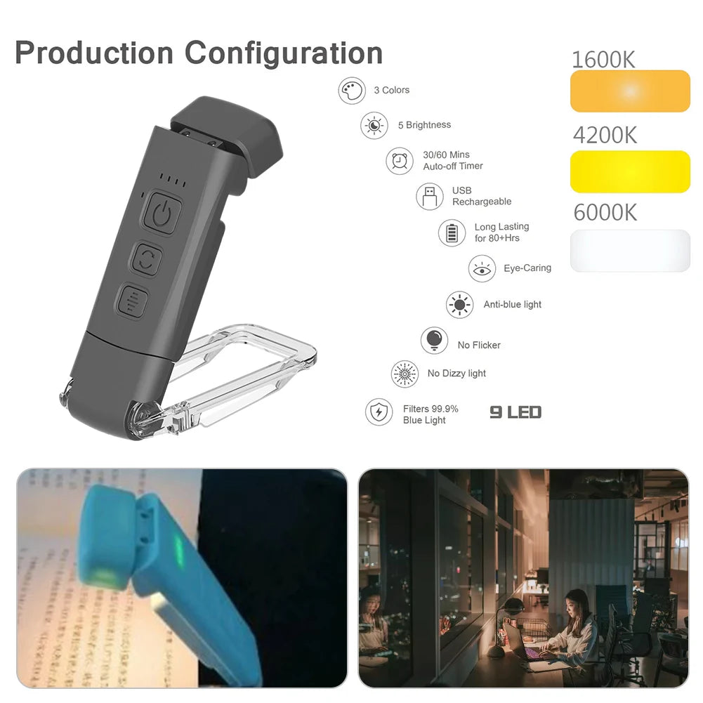 USB Rechargeable Eye Protection LED Bookmark Reading Light