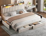 Upholstered Bed Frame with Storage Drawers - Sleep Galleria
