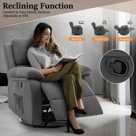 360 - Degree Swivel Rocker Recliner Chair - Calmora - Sleep Galleria