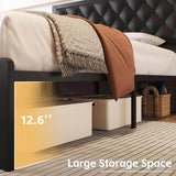 PU Leather Upholstered Bed Frame with Headboard - Sleep Galleria