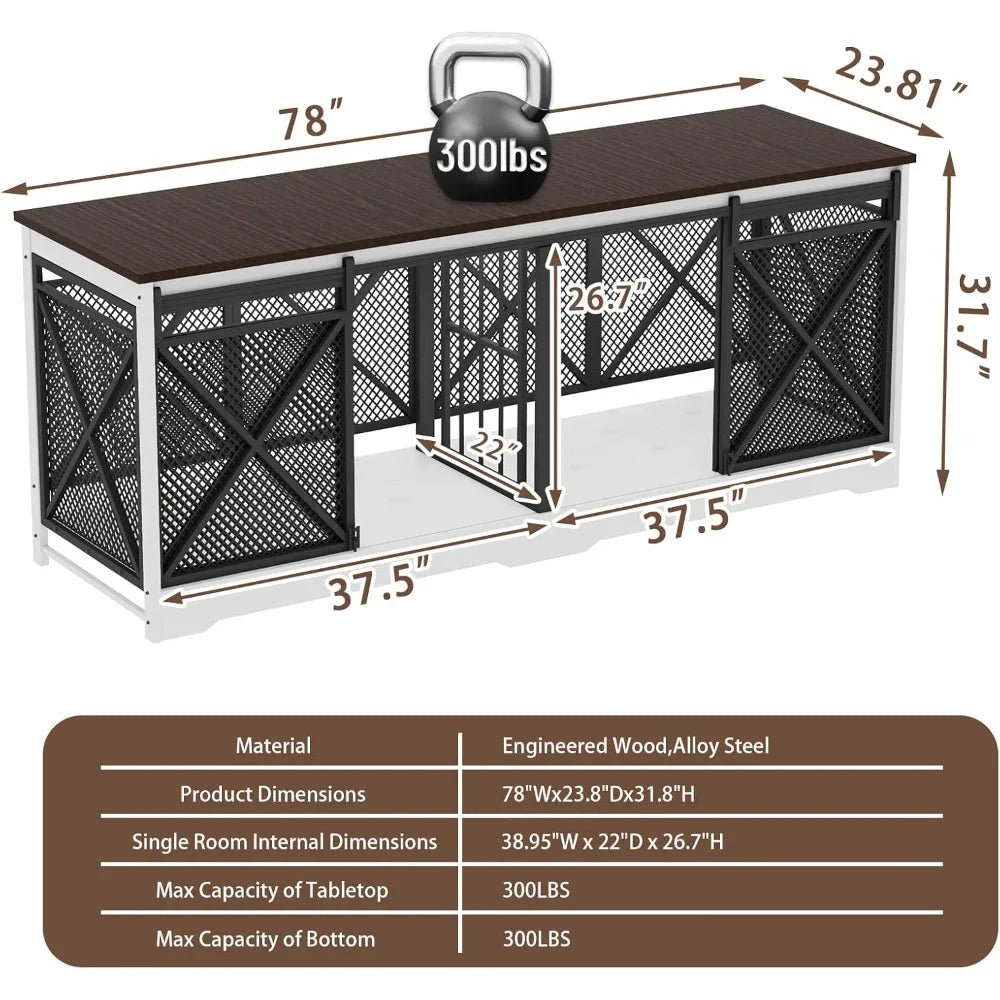 Double Dog Crate Furniture Heavy Duty Chew-Resistant Indoor