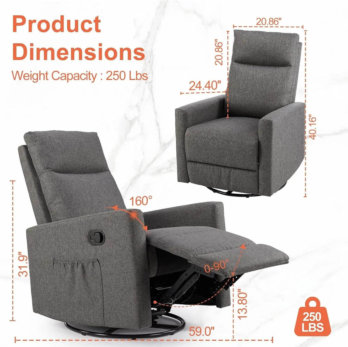 360 Swivel High Back Recliner Chair - Sleep Galleria