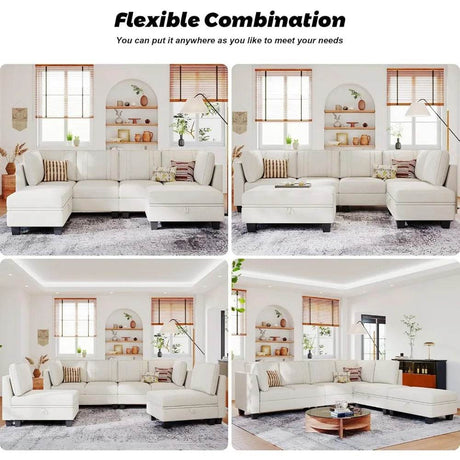 Velvet L - Shaped Sectional Sofa With Ottoman - Calmora - Sleep Galleria