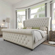 Chenille Upholstered Sleigh Bed Frame - Sleep Galleria
