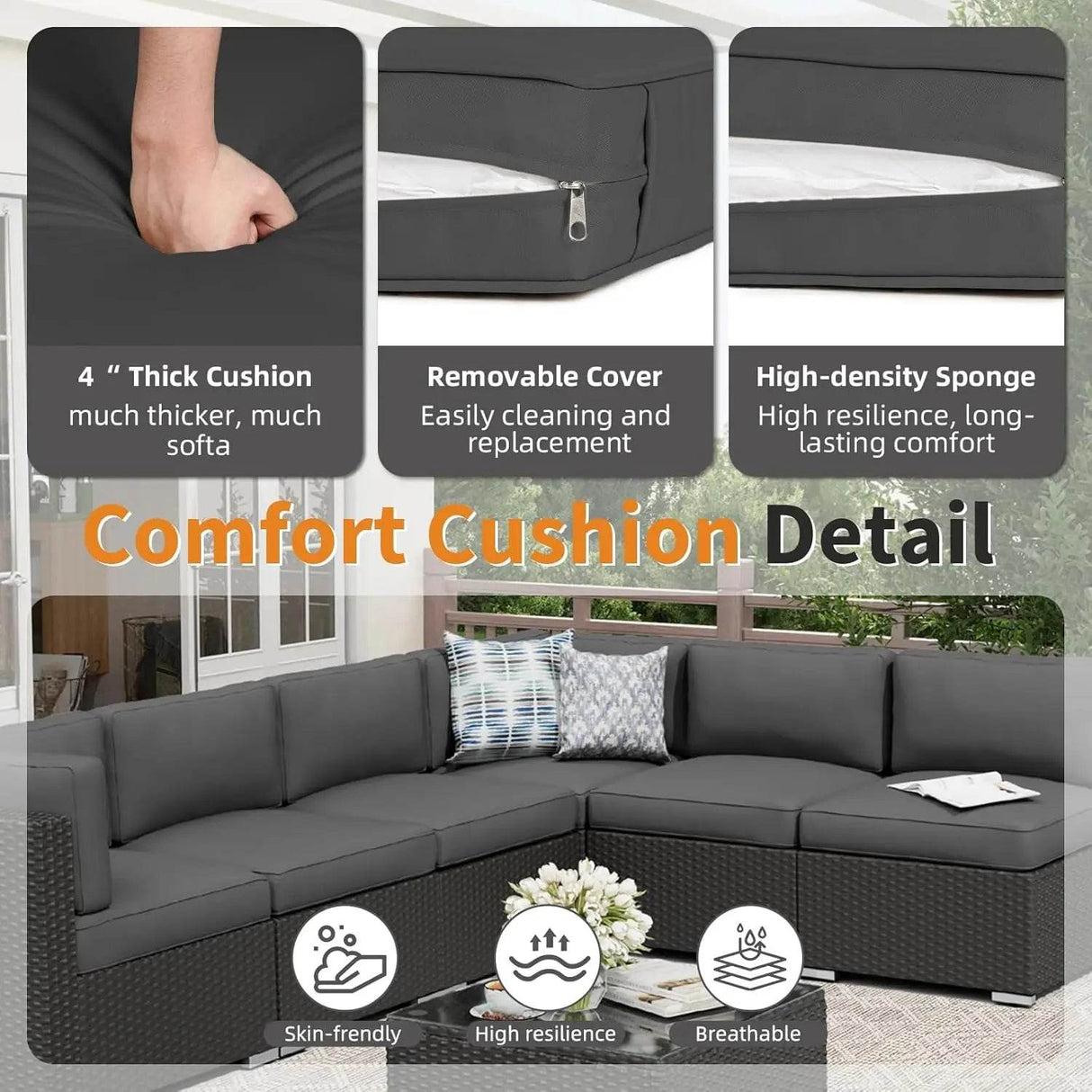 7-Piece Outdoor Rattan Wicker Sectional Sofa Set - Sleep Galleria