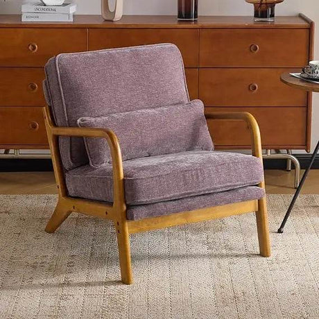 Mid - Century Modern Chenille Armchair with Lumbar Pillow - Calmora - Sleep Galleria
