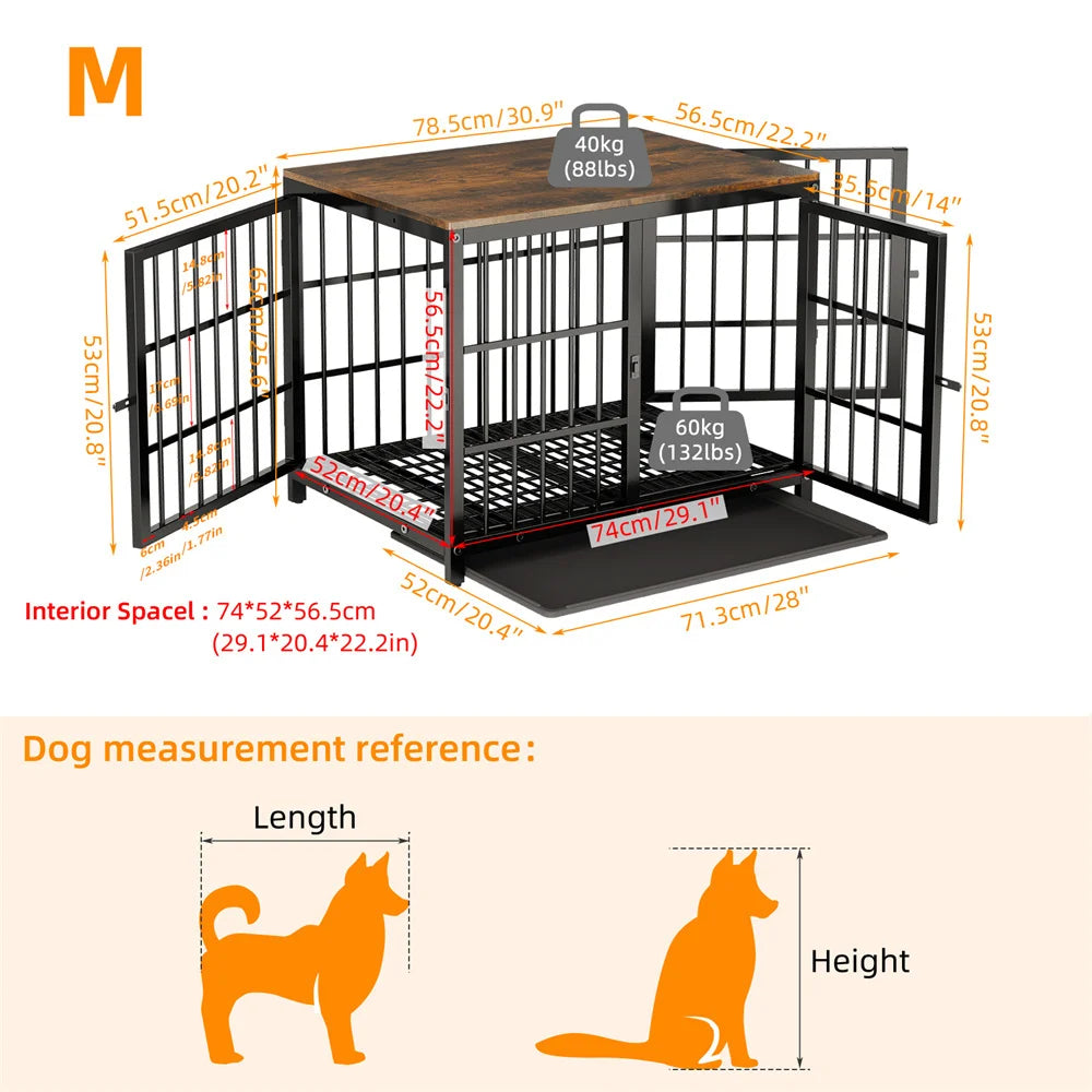 Multifunctional Wooden Dog Crate With Removable Tray