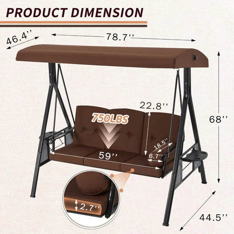 Outdoor Patio Swing with Adjustable Canopy - ZUIYU - Sleep Galleria