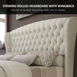 Chenille Upholstered Sleigh Bed Frame - Sleep Galleria