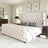 Velvet Upholstered Platform Bed Frame With Wingback Headboard - Sleep Galleria