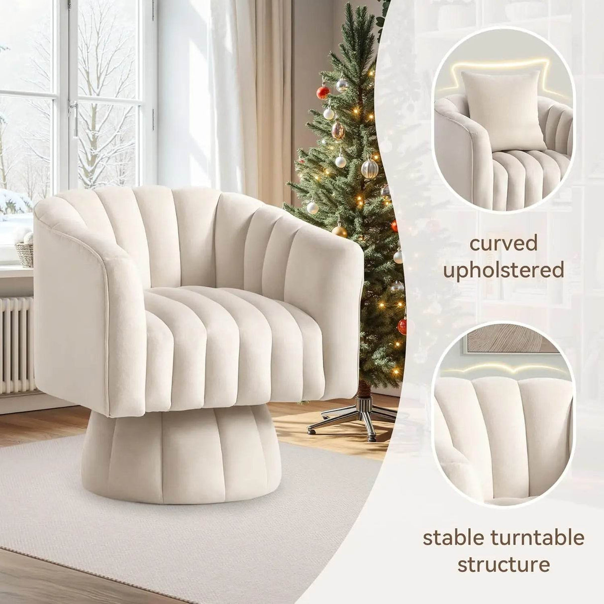 Modern Velvet 360-Degree Swivel Chair - Sleep Galleria