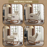 Beige Linen Upholstered Nursery Rocking Chair - Sleep Galleria