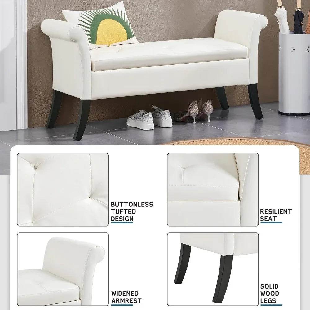 Vintage Faux Leather Storage Bench - Sleep Galleria