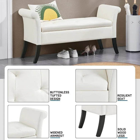 Vintage Faux Leather Storage Bench - ZUIYU - Sleep Galleria