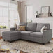 Convertible Firm Linen Fabric Sectional Sofa Light Grey - Calmora - Sleep Galleria
