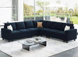 Modern Velvet L - Shaped Sectional Sofa With Chaise - Calmora - Sleep Galleria