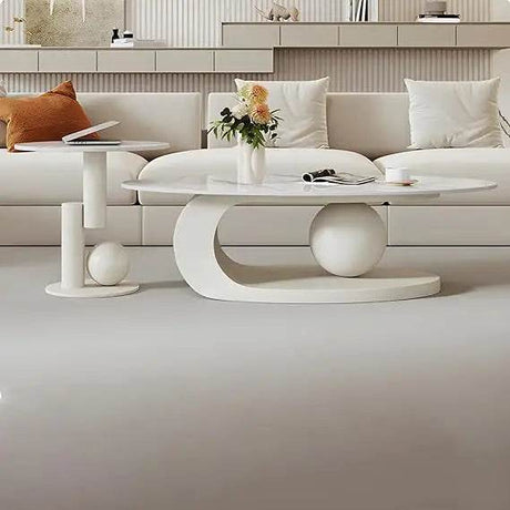Modern Stone Coffee Table with Metal Base - XMSJ - Sleep Galleria