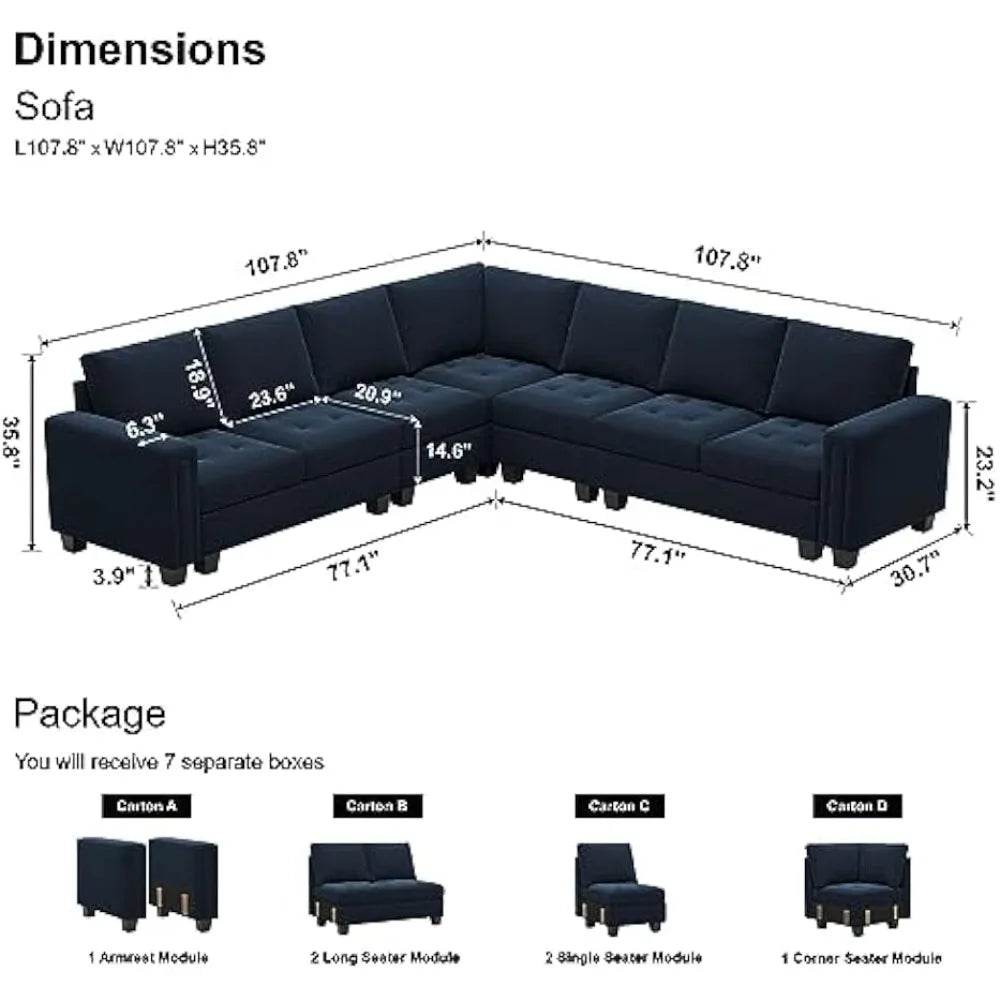 Modern Velvet L - Shaped Sectional Sofa With Chaise - Calmora - Sleep Galleria