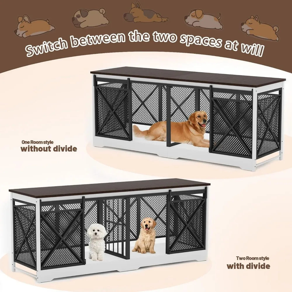 Double Dog Crate Furniture Heavy Duty Chew-Resistant Indoor