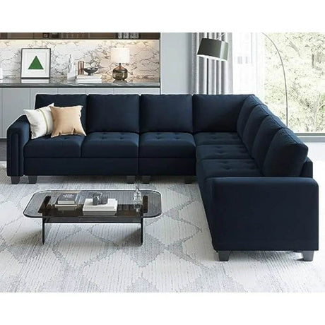 Modern Velvet L - Shaped Sectional Sofa With Chaise - Calmora - Sleep Galleria