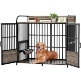 Heavy Duty Indoor XL Dog Crate With Adjustable Bowls