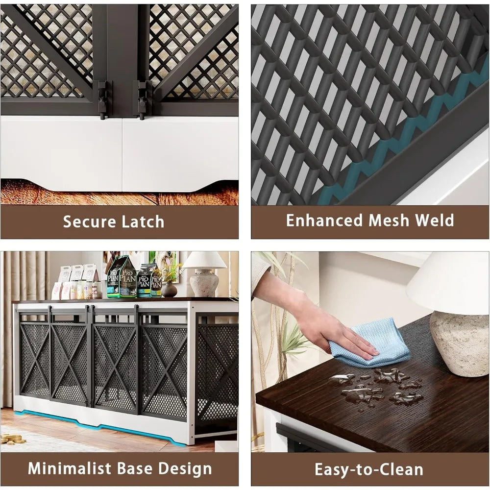 Double Dog Crate Furniture Heavy Duty Chew-Resistant Indoor