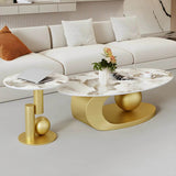 Modern Stone Coffee Table with Metal Base - XMSJ - Sleep Galleria