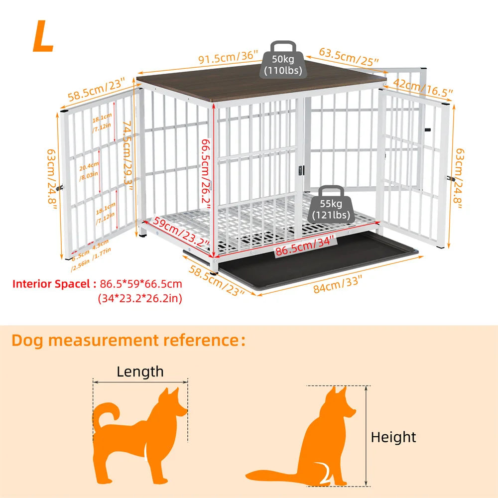 Multifunctional Wooden Dog Crate With Removable Tray