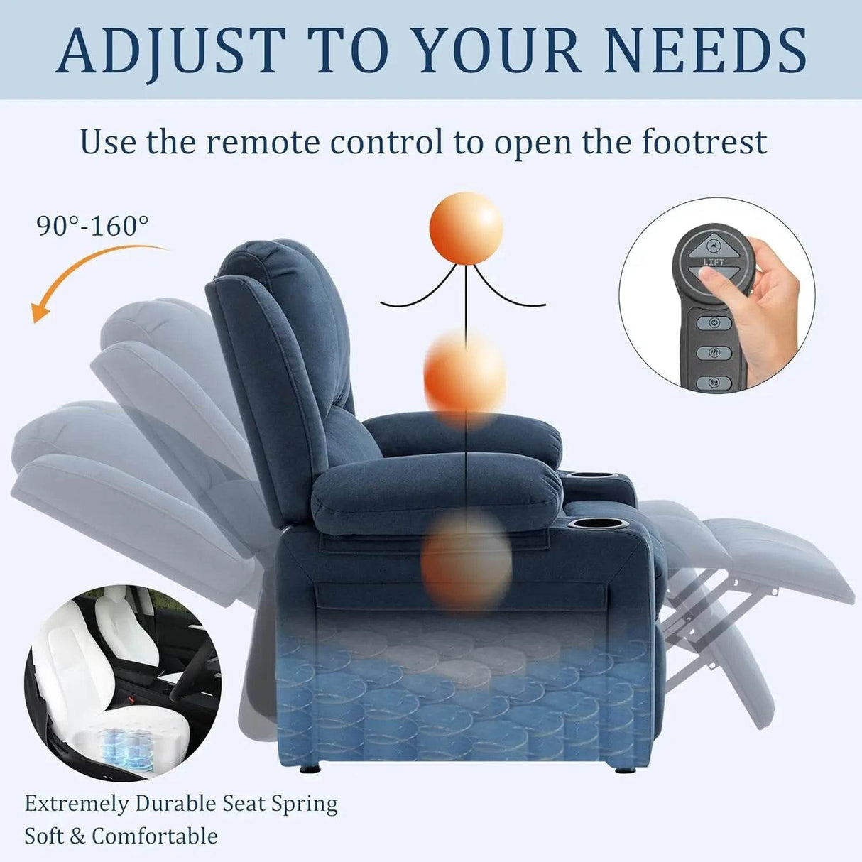 Power Recliner Chair Upholstered Heated Massage - Sleep Galleria