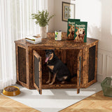 Retro Wooden Space-Saving Corner Pet Dog House